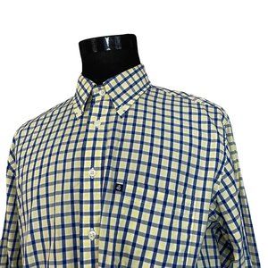 Brooks Brothers 346 Slim Yellow Blue Check Long Sleeve Button Front Shirt XL